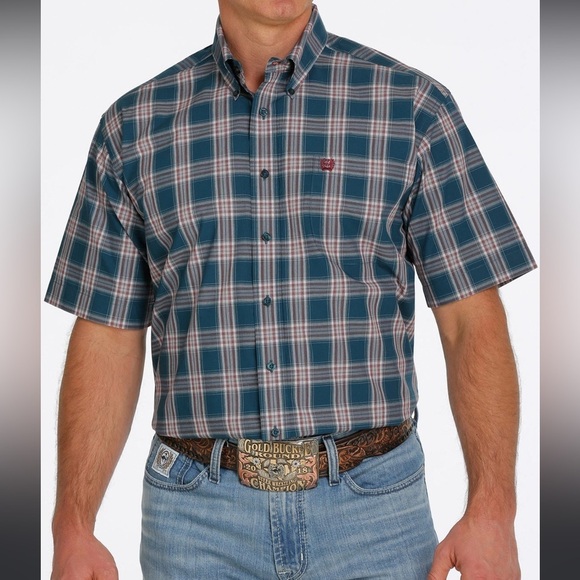 Cinch Men's Multi Plaid Short Sleeve Button Down Western Shirt - Size XXL - Picture 3 of 3